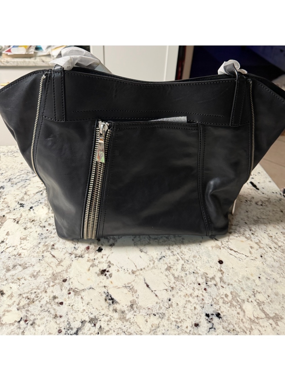 Frye Lena Black Leather Zip-Front Shoulder Bag - Picture 11 of 14